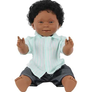 Educational Toys Boy Doll With Down Syndrome With Dark Skin