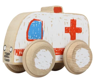 Educational Toys Crayon-on-Wheels Wooden Ambulance - Reduced To Clear!