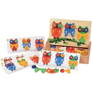 Educational Toys Mix and Match Owls Game in Wooden Box - Reduced To Clear