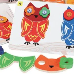 Educational Toys Mix and Match Owls Game in Wooden Box - Reduced To Clear