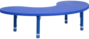 Educational Toys Plastic Horseshoe Table with Adjustable Legs Blue