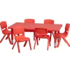 Educational Toys Plastic Rectangular Table Red with Adjustable Legs