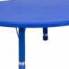 Educational Toys Plastic Round Table Blue with Adjustable Legs