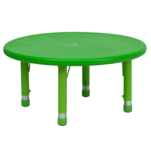 Educational Toys Plastic Round Table Green with Adjustable Legs