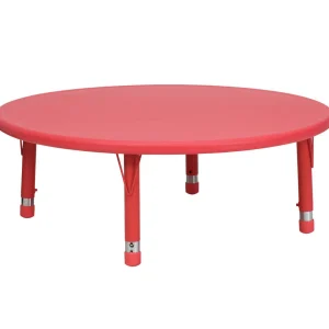 Yucai Plastic Round Table Red with Adjustable Legs