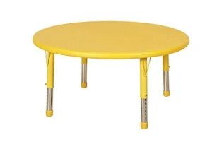 Educational Toys Plastic Round Table Yellow with Adjustable Legs