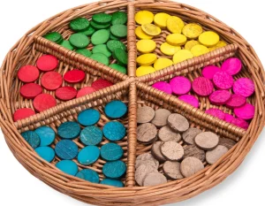 Educational Toys Round Wicker Tray - 6 Sections