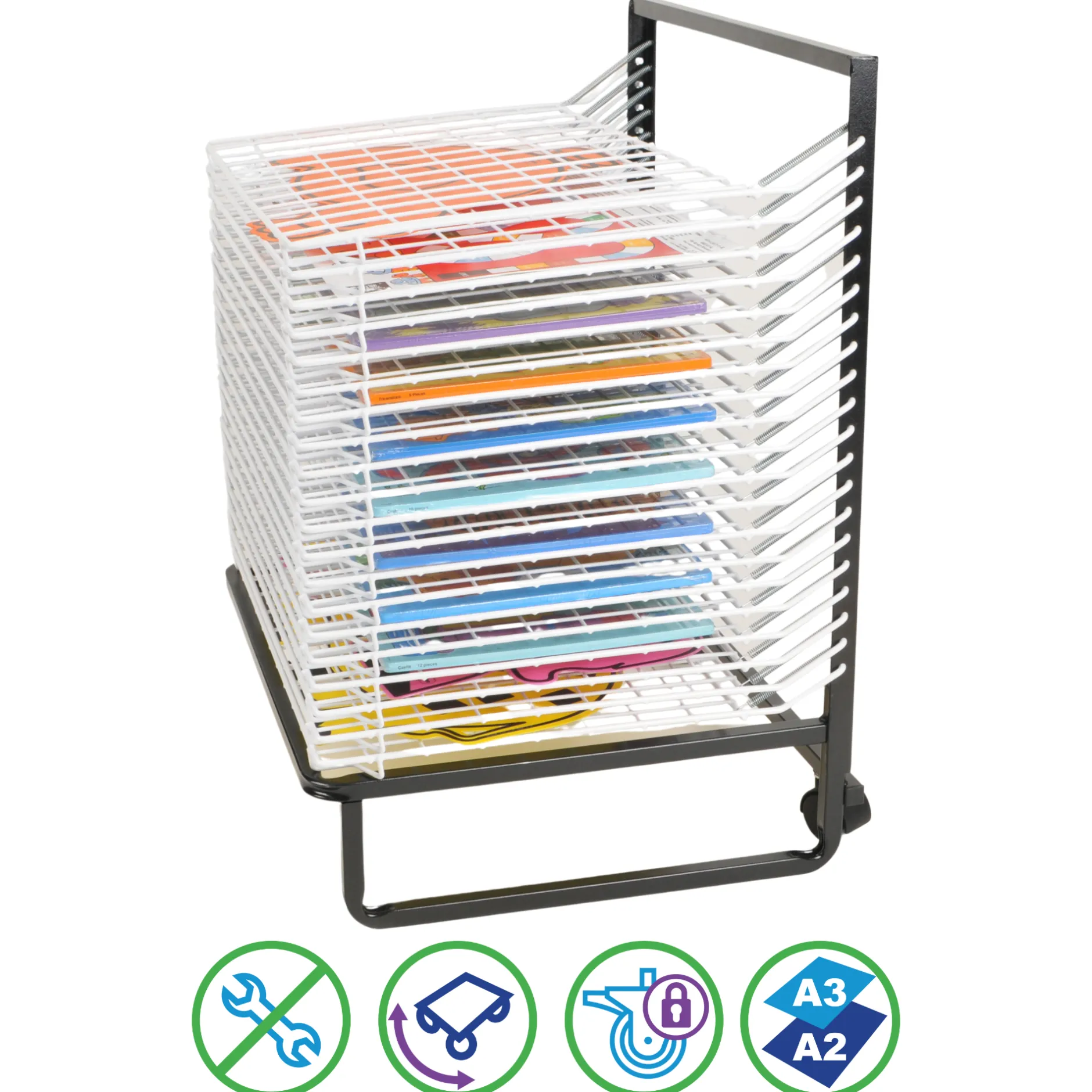 shelf_spring_loaded_floo_1.webp Educational Toys 20 Shelf Spring Loaded Floor Art Drying Rack