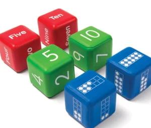 KNOWLEDGE BUILDER Ten Frame And Number Dice - Set Of 6 - Reduced To Clear!