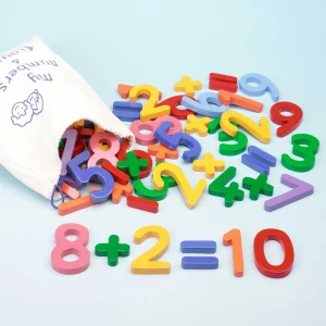 Educational Toys 60 Wooden Numbers In A Bag