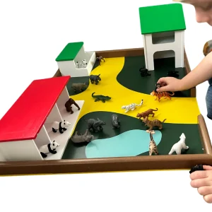Safari Wooden Zoo & Zoo Babies Set 12pcs