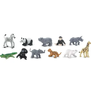 Safari Wooden Zoo & Zoo Babies Set 12pcs