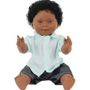 Educational Toys Boy Doll With Down Syndrome With Dark Skin