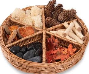 Educational Toys Round Wicker Tray - 6 Sections