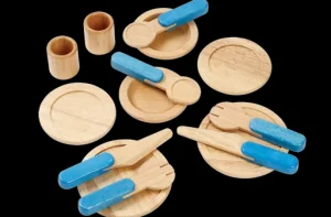 Educational Toys Wooden Tableware Set For 4